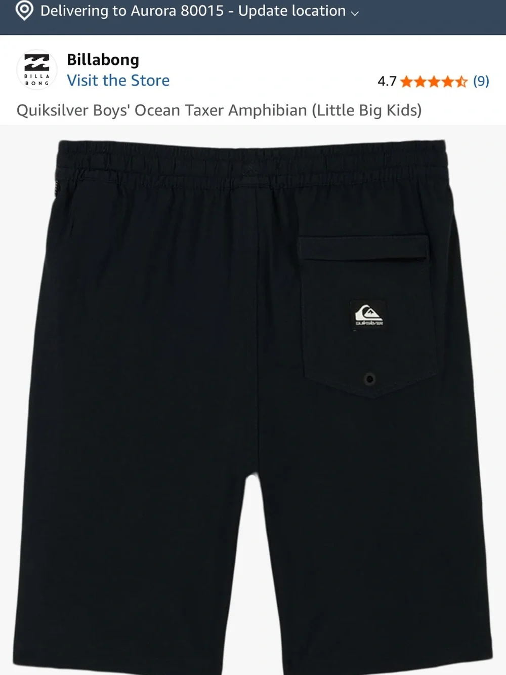 Quiksilver Kids Swim Trunks in Black and Light Gray